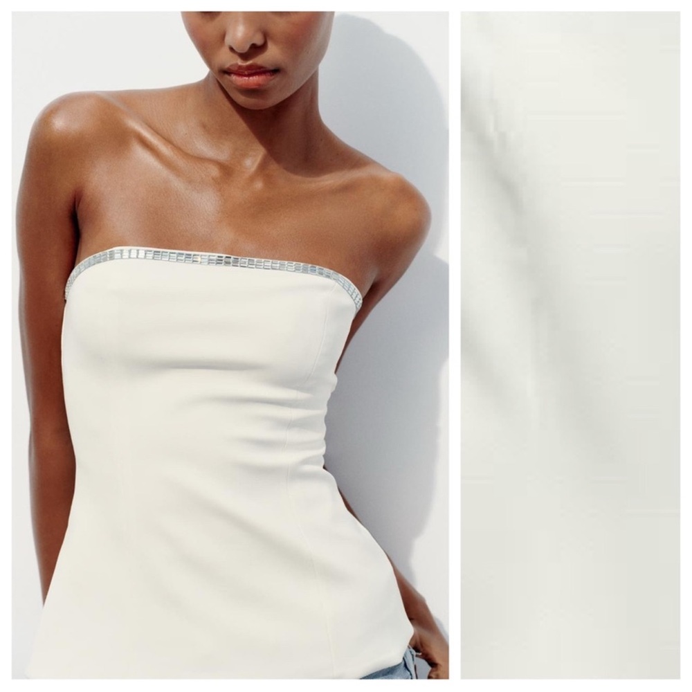 Zara white jeweled top and skirt set